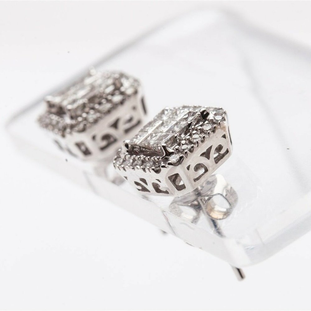 DESIGNER 1.5CT PRINCESS CUT 14K GOLD EARRINGS